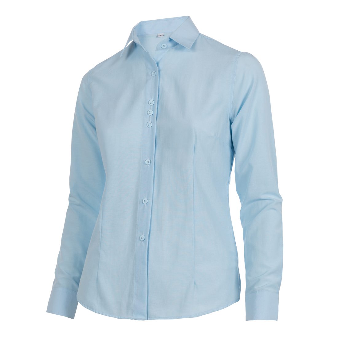 Camisa social feminina manga longa azul claro — produção Camisaria Viana